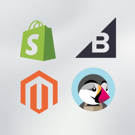 shopify bigcommerce prestashop and magento logos